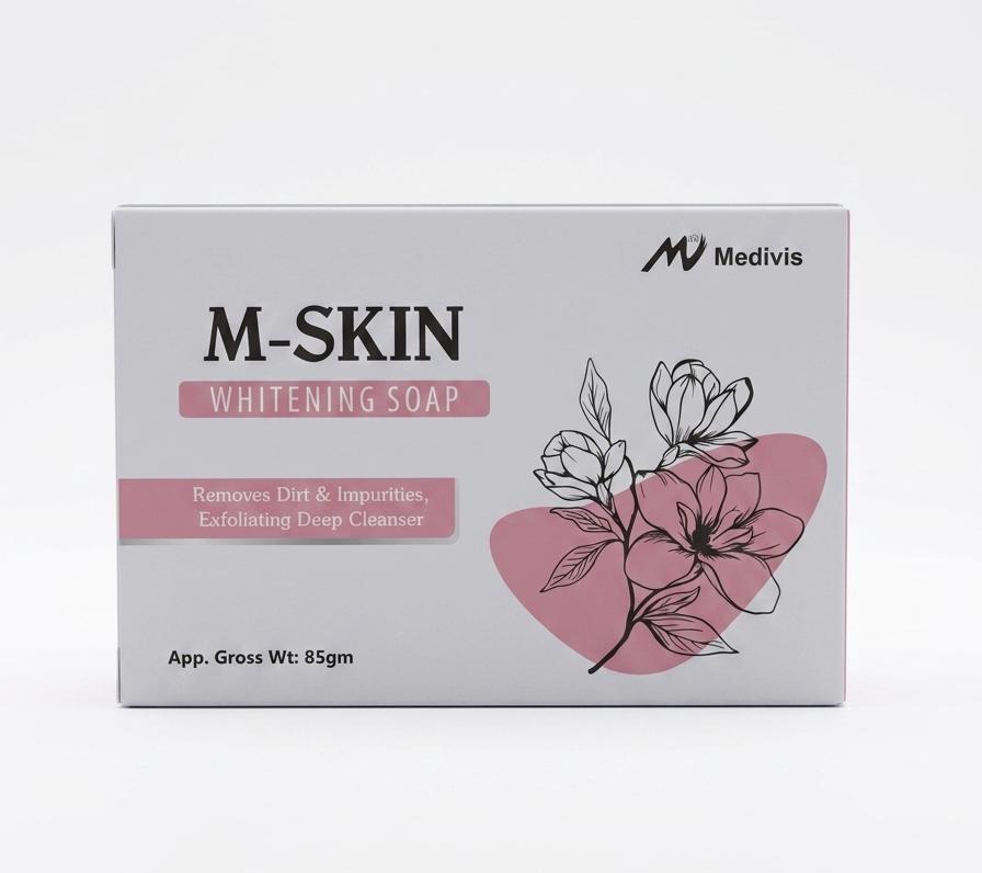 M skin.         Whitening soap